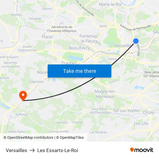 Versailles to Les Essarts-Le-Roi map