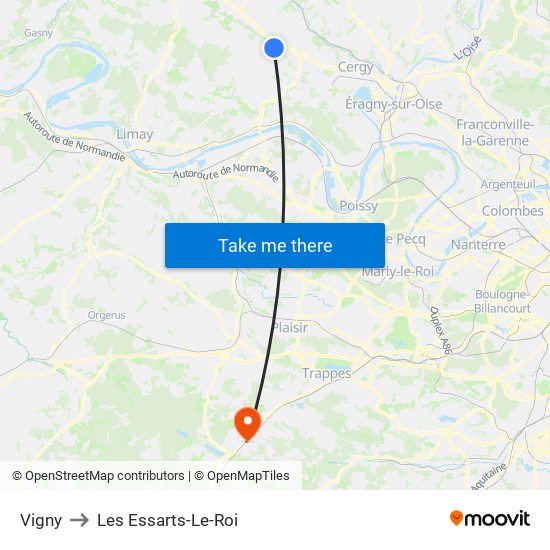 Vigny to Les Essarts-Le-Roi map