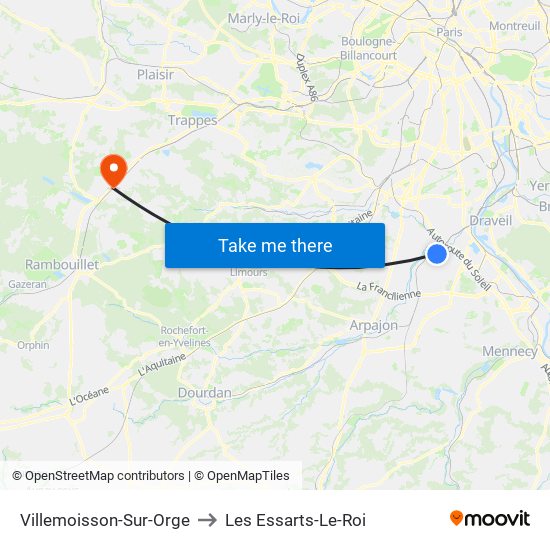 Villemoisson-Sur-Orge to Les Essarts-Le-Roi map
