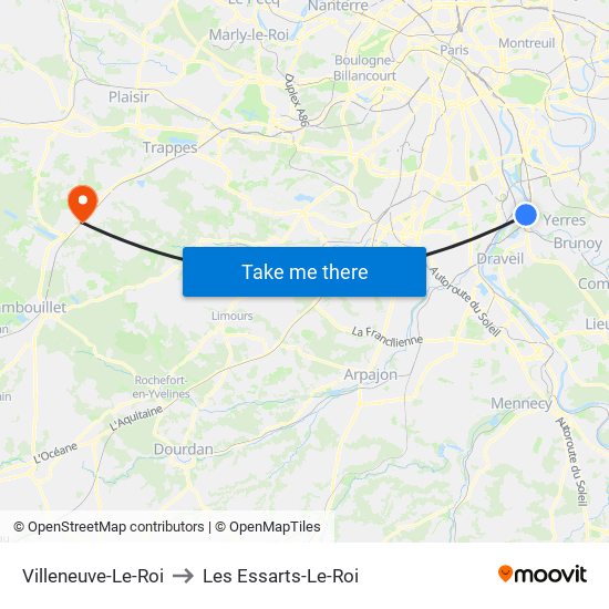 Villeneuve-Le-Roi to Les Essarts-Le-Roi map