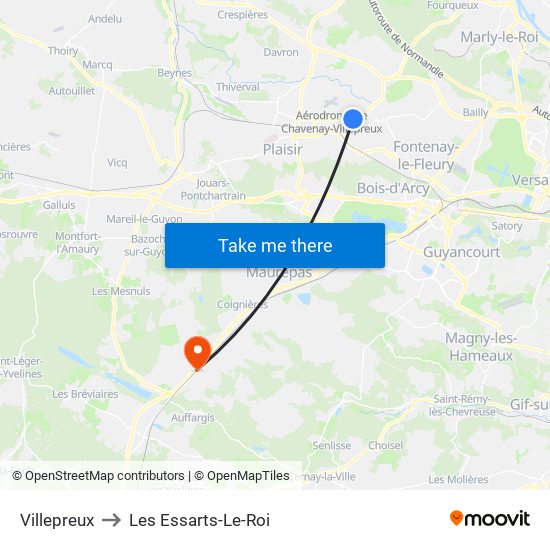 Villepreux to Les Essarts-Le-Roi map