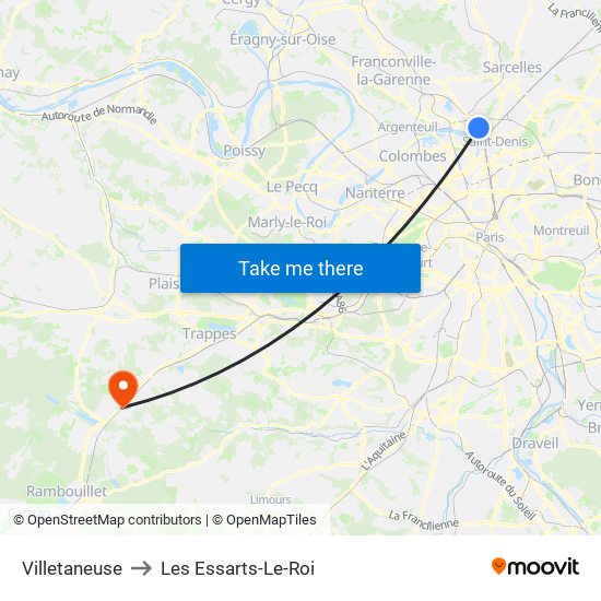 Villetaneuse to Les Essarts-Le-Roi map