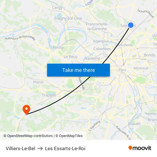 Villiers-Le-Bel to Les Essarts-Le-Roi map