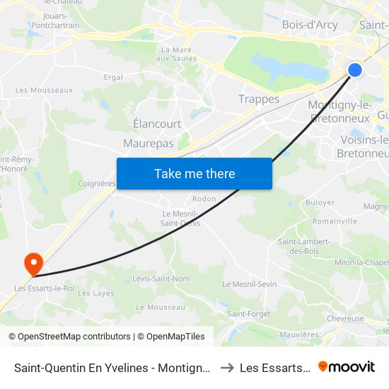 Saint-Quentin En Yvelines - Montigny-Le-Bretonneux to Les Essarts-Le-Roi map