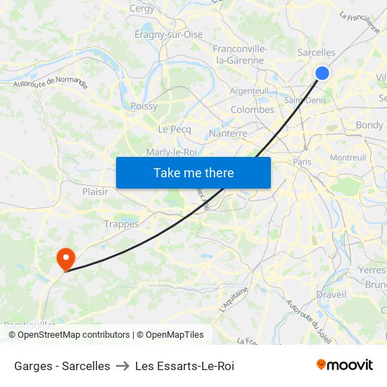 Garges - Sarcelles to Les Essarts-Le-Roi map