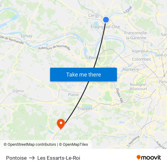 Pontoise to Les Essarts-Le-Roi map