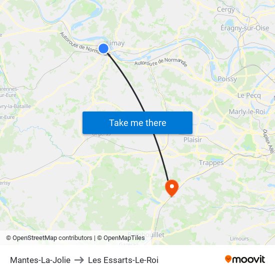 Mantes-La-Jolie to Les Essarts-Le-Roi map