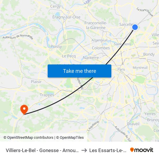 Villiers-Le-Bel - Gonesse - Arnouville to Les Essarts-Le-Roi map