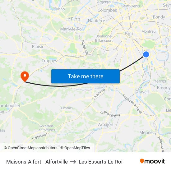 Maisons-Alfort - Alfortville to Les Essarts-Le-Roi map