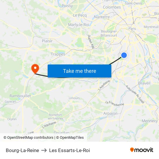 Bourg-La-Reine to Les Essarts-Le-Roi map
