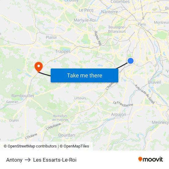Antony to Les Essarts-Le-Roi map