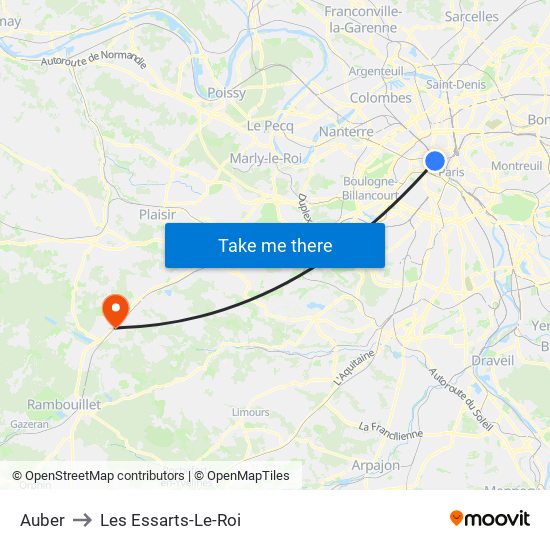 Auber to Les Essarts-Le-Roi map