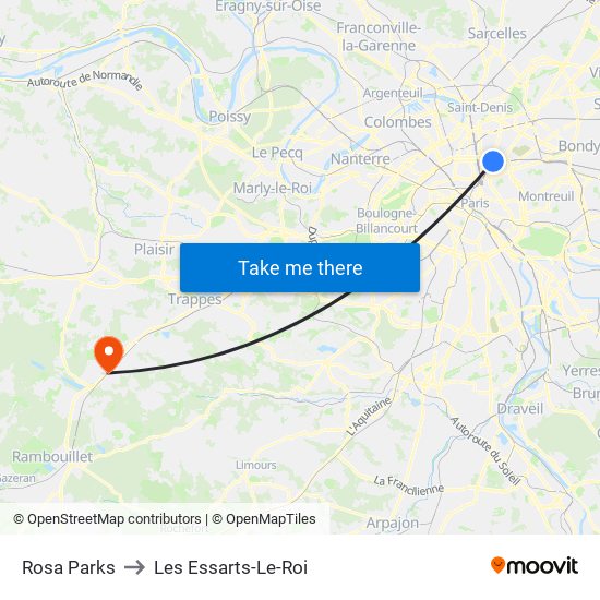 Rosa Parks to Les Essarts-Le-Roi map