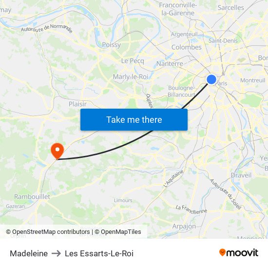 Madeleine to Les Essarts-Le-Roi map