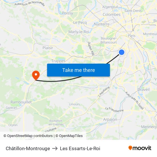 Châtillon-Montrouge to Les Essarts-Le-Roi map