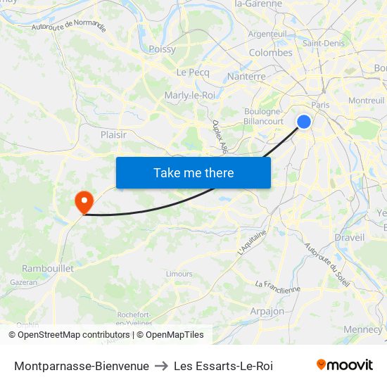Montparnasse-Bienvenue to Les Essarts-Le-Roi map