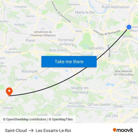 Saint-Cloud to Les Essarts-Le-Roi map