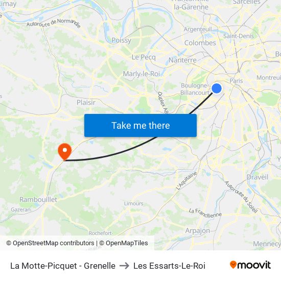 La Motte-Picquet - Grenelle to Les Essarts-Le-Roi map