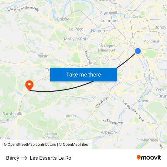 Bercy to Les Essarts-Le-Roi map