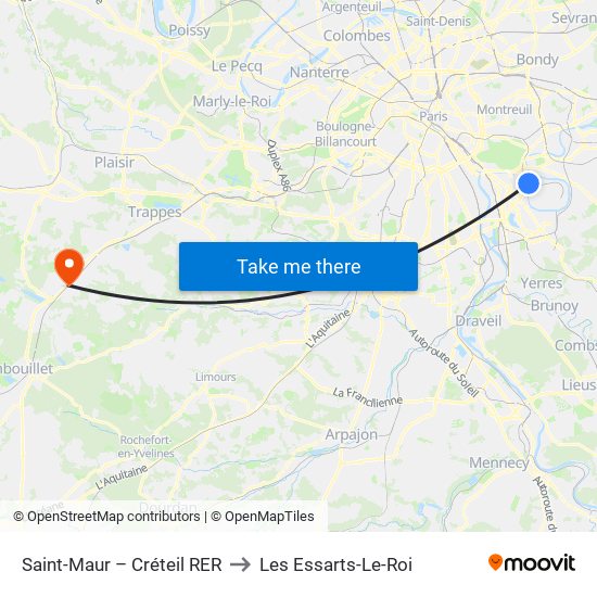 Saint-Maur – Créteil RER to Les Essarts-Le-Roi map