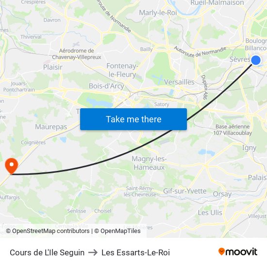 Cours de L'Ile Seguin to Les Essarts-Le-Roi map