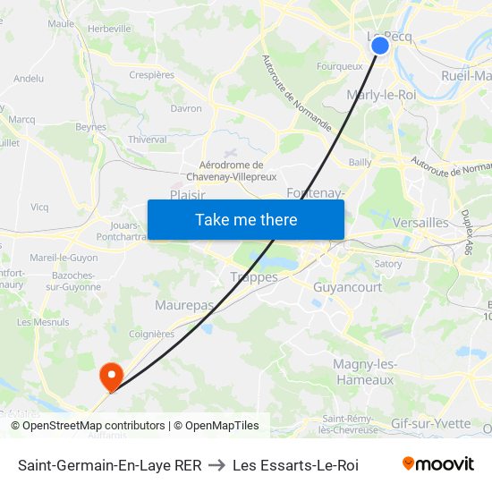 Saint-Germain-En-Laye RER to Les Essarts-Le-Roi map