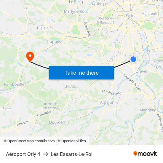 Aéroport Orly 4 to Les Essarts-Le-Roi map
