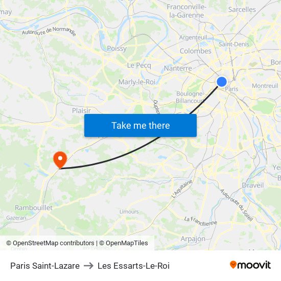 Paris Saint-Lazare to Les Essarts-Le-Roi map