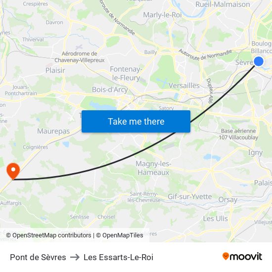 Pont de Sèvres to Les Essarts-Le-Roi map