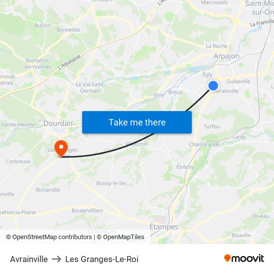 Avrainville to Les Granges-Le-Roi map