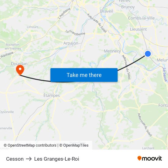 Cesson to Les Granges-Le-Roi map