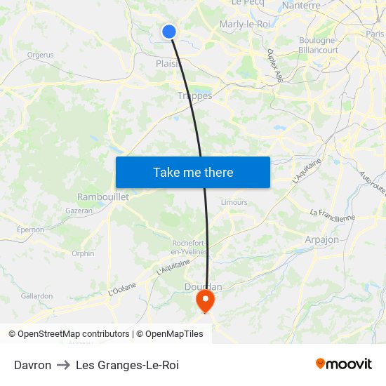 Davron to Les Granges-Le-Roi map