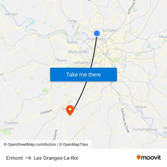 Ermont to Les Granges-Le-Roi map