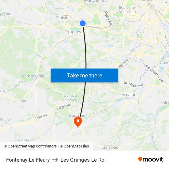 Fontenay-Le-Fleury to Les Granges-Le-Roi map