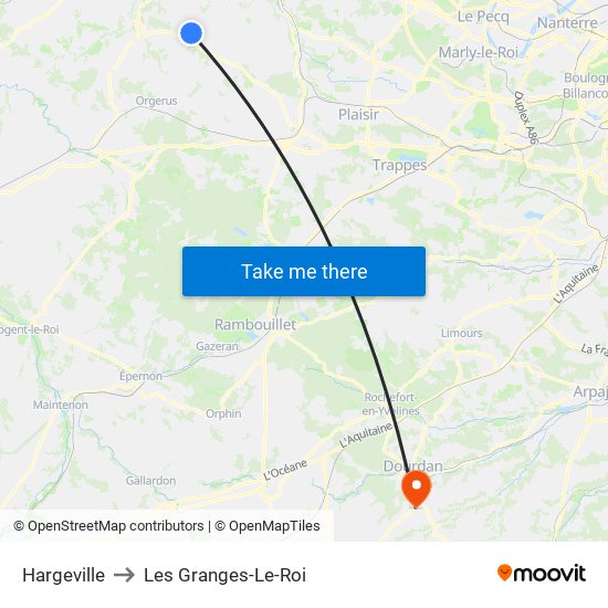Hargeville to Les Granges-Le-Roi map