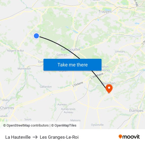 La Hauteville to Les Granges-Le-Roi map