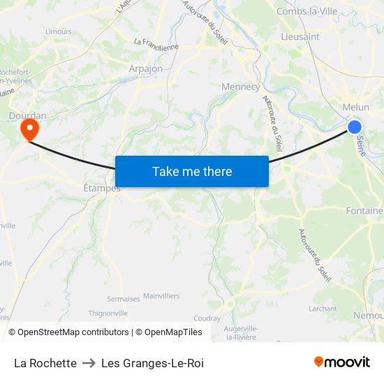 La Rochette to Les Granges-Le-Roi map