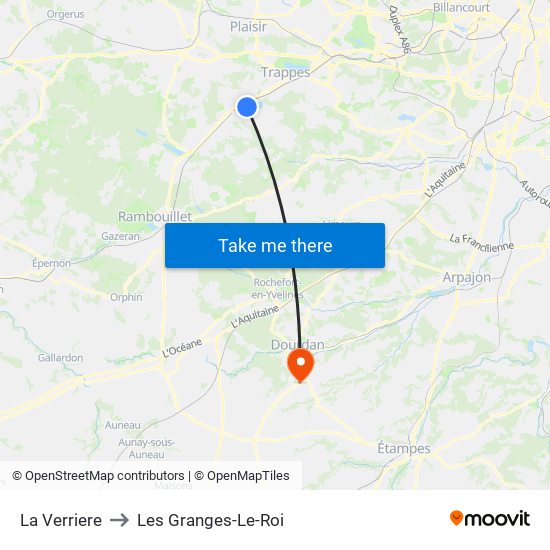 La Verriere to Les Granges-Le-Roi map