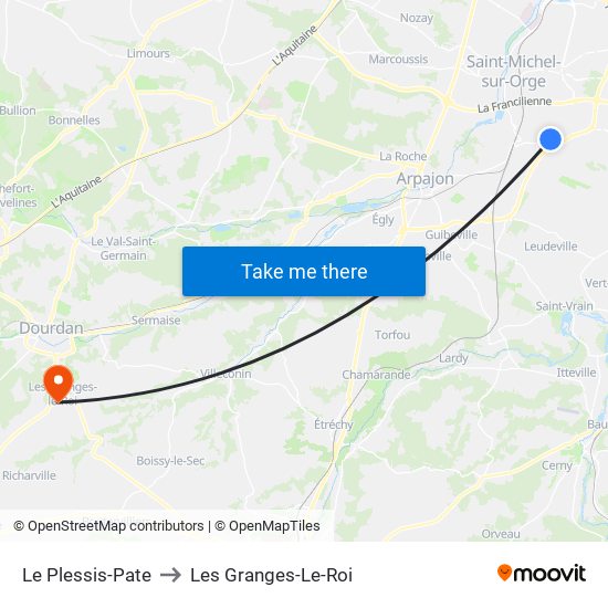 Le Plessis-Pate to Les Granges-Le-Roi map