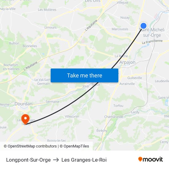 Longpont-Sur-Orge to Les Granges-Le-Roi map