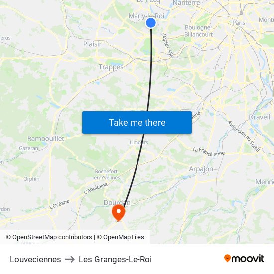 Louveciennes to Les Granges-Le-Roi map