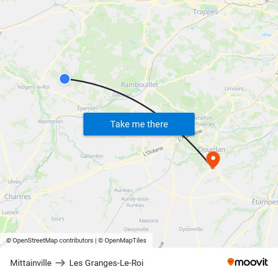 Mittainville to Les Granges-Le-Roi map