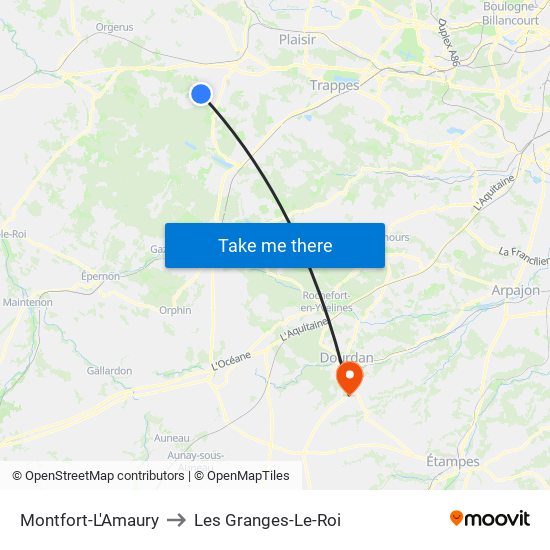 Montfort-L'Amaury to Les Granges-Le-Roi map