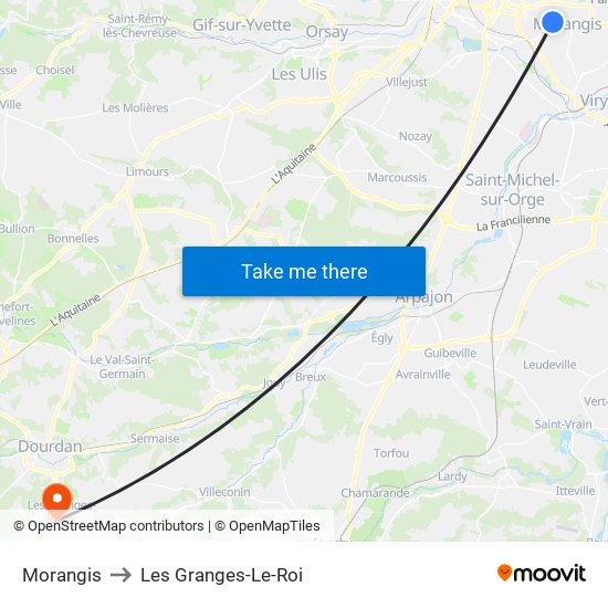 Morangis to Les Granges-Le-Roi map