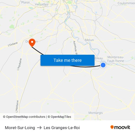 Moret-Sur-Loing to Les Granges-Le-Roi map