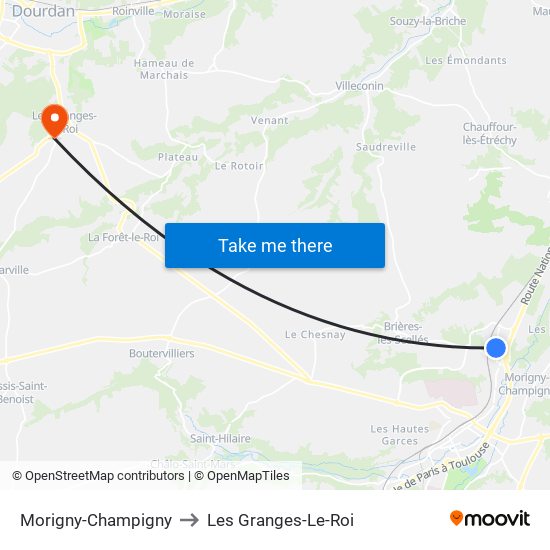 Morigny-Champigny to Les Granges-Le-Roi map