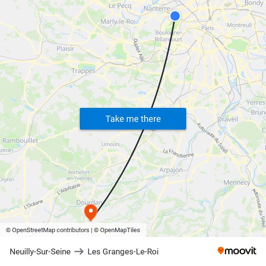 Neuilly-Sur-Seine to Les Granges-Le-Roi map
