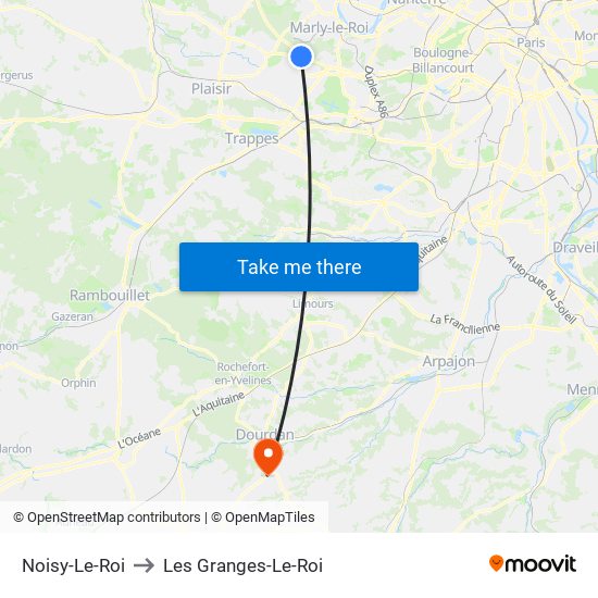 Noisy-Le-Roi to Les Granges-Le-Roi map