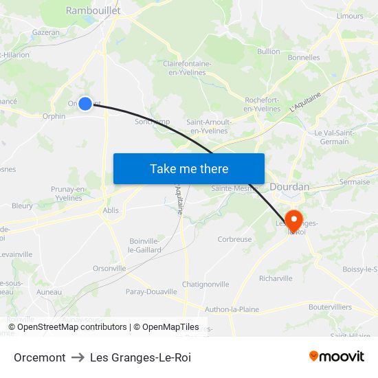 Orcemont to Les Granges-Le-Roi map