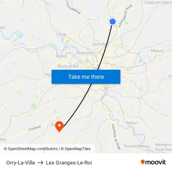 Orry-La-Ville to Les Granges-Le-Roi map